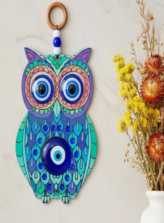 ARTISKRITI Evil Eye Hanging Owl Nazar Battu for Home Entrance Door Decoration, Big Size, Housewarming Gifts - Image 1